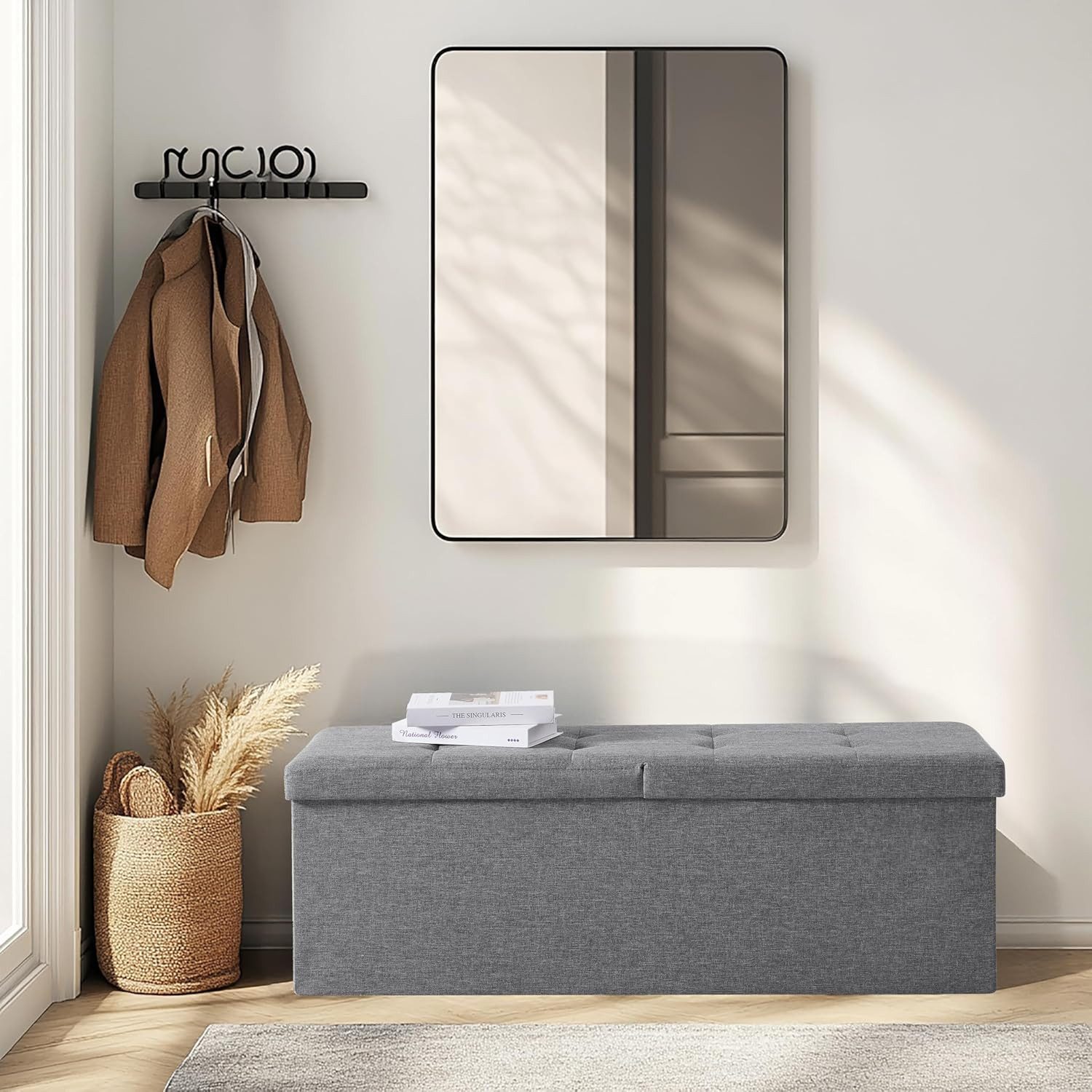 Zedelmaier Sitzbank 114cm mit Stauraum, Sitztruhe,faltbar Aufbewahrungsbox,Fußbank (ZD114), Fußhocker max. Belastbarkeit 300 kg, 120 L, 114x38x38 cm