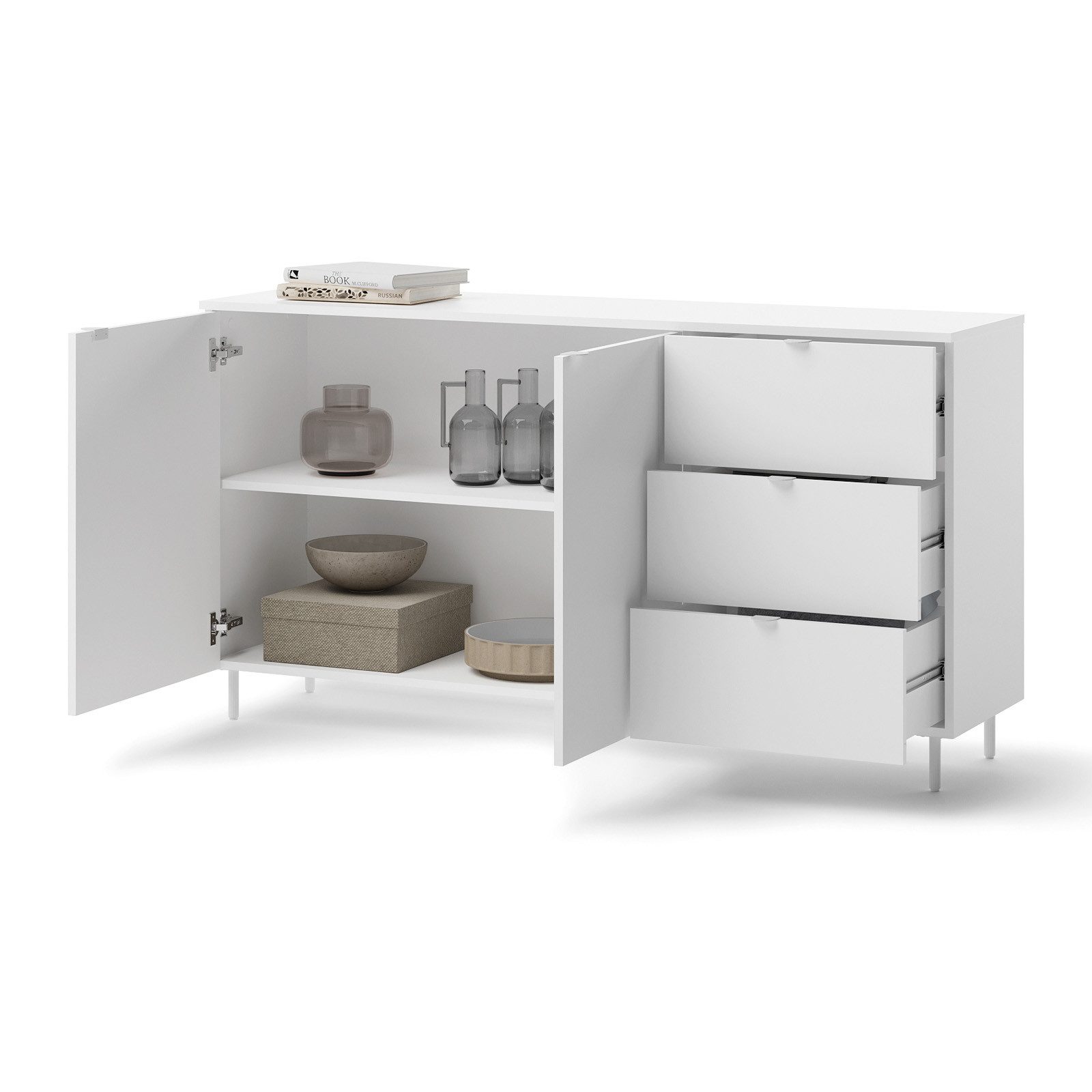 HAUSELEMENT Kommode MILA MA-02, Sideboard 2 Türen 3 Schubladen 150 cm Anrichte Modern