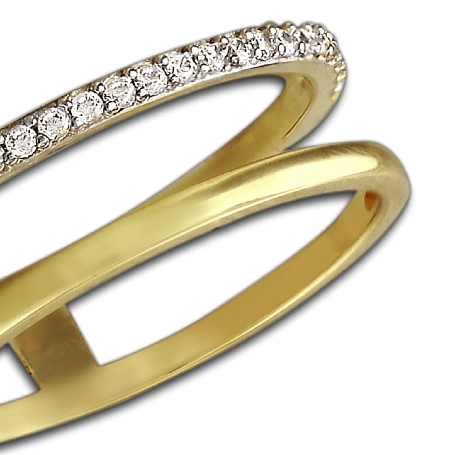 GoldDream Goldring GDR505YX GoldDream Doppel-Ring Gr.54-60 Gold 8K (Fingerring), Damen Ring aus 333 Gelbgold - 8 Karat, Farbe: gold, weiß