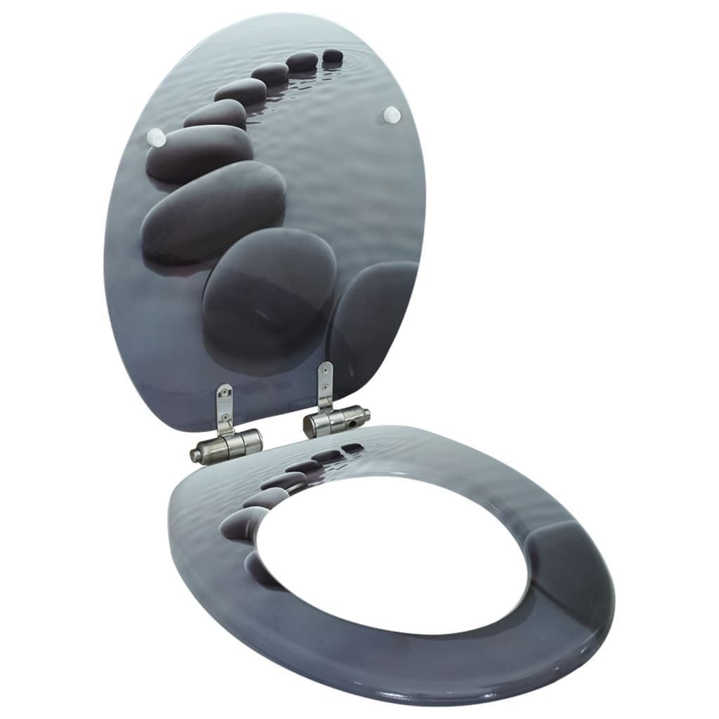 WC-Sitz Toilettensitz mit Soft-Close-Deckel MDF Stein-Design