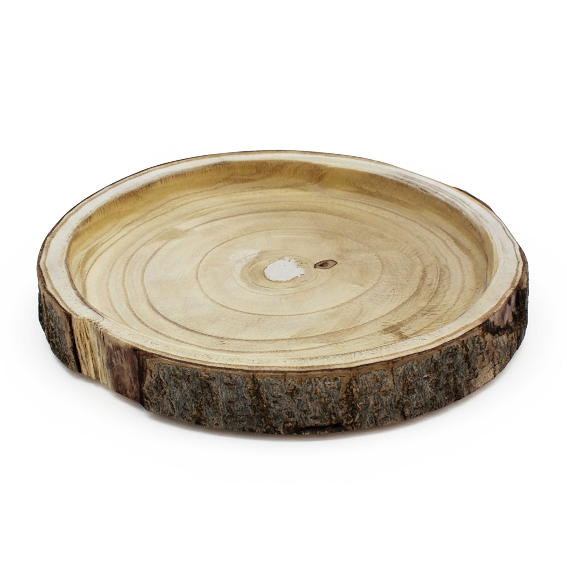 Spetebo Dekotablett Echtholz Baumscheibe mit gefräster Vertiefung - 28-30 cm (Anzahl, 1 St., Stück), ideal für Dekorationen