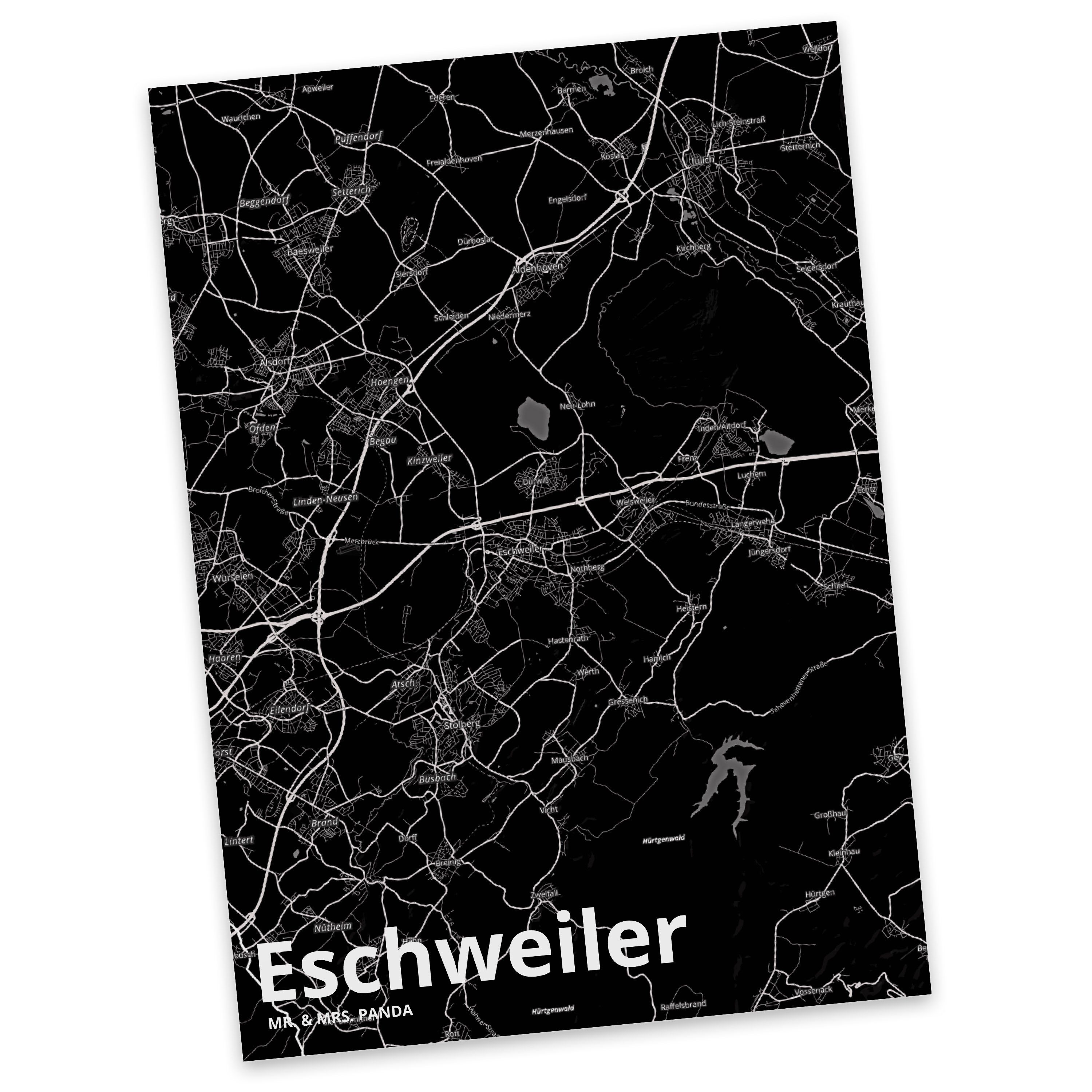 Postkarte Mrs. Einladung Ansichtskarte, Panda - Geschenkkarte, Stadt, Mr. Eschweiler & Geschenk,