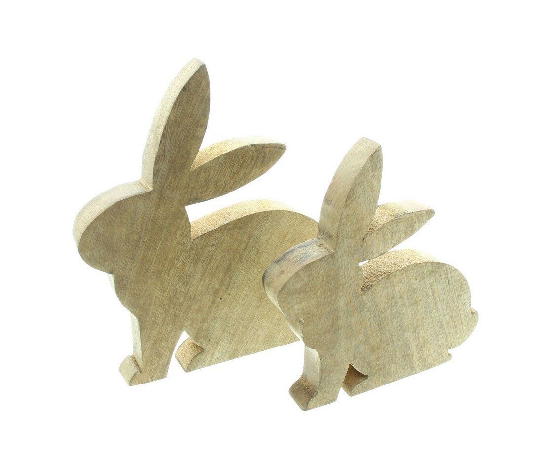 Home-trends24.de Osterhase Hase Holz Set Osterhase Ostern Frühling Tisch Deko Figur