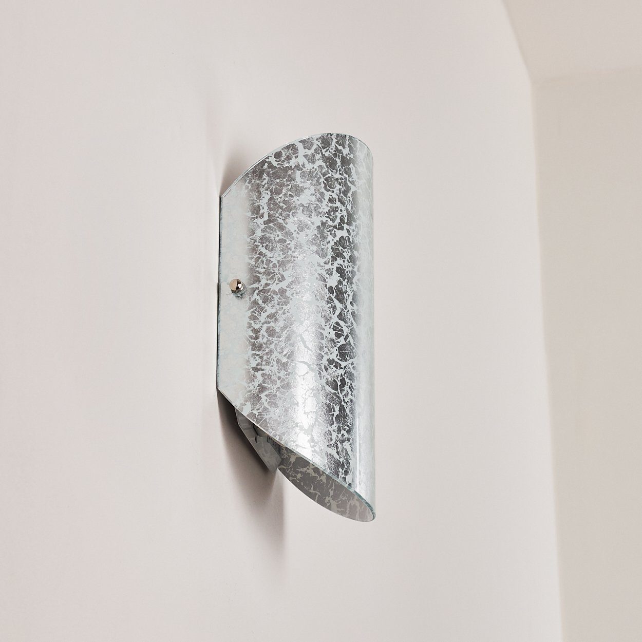 moderne Wandlampe Lichtspiel Down-Effekt Wand, in Up mit aus ohne der 1xE14, an Wandleuchte & Glas Innen »Argallo« mit hofstein Leuchtmittel, Silber,