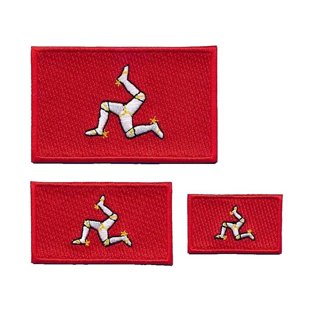 hegibaer Aufnäher 3 Isle of Man Flaggen Douglas Patch Aufnäher Aufbügler Set 0928, (3-tlg), Beste Qualität