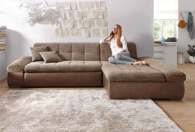 DOMO collection Ecksofa Moric Schlafsofa B/T/H 300/172/80 cm, viele Bezugsarten, auch in Cord, XXL-Format, wahlweise auch mit Bettfunktion und Armverstellung