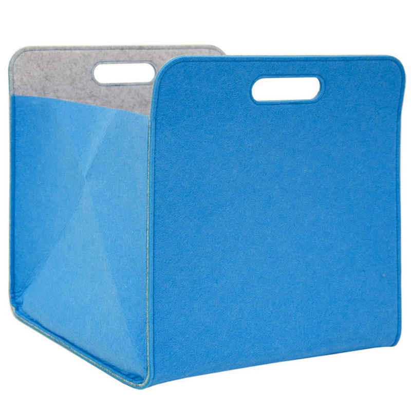 DuneDesign Aufbewahrungsbox Aufbewahrungsbox 2er Set Cube Filz Blau 33x38x33cm, 33x33x38 cm Box Blau