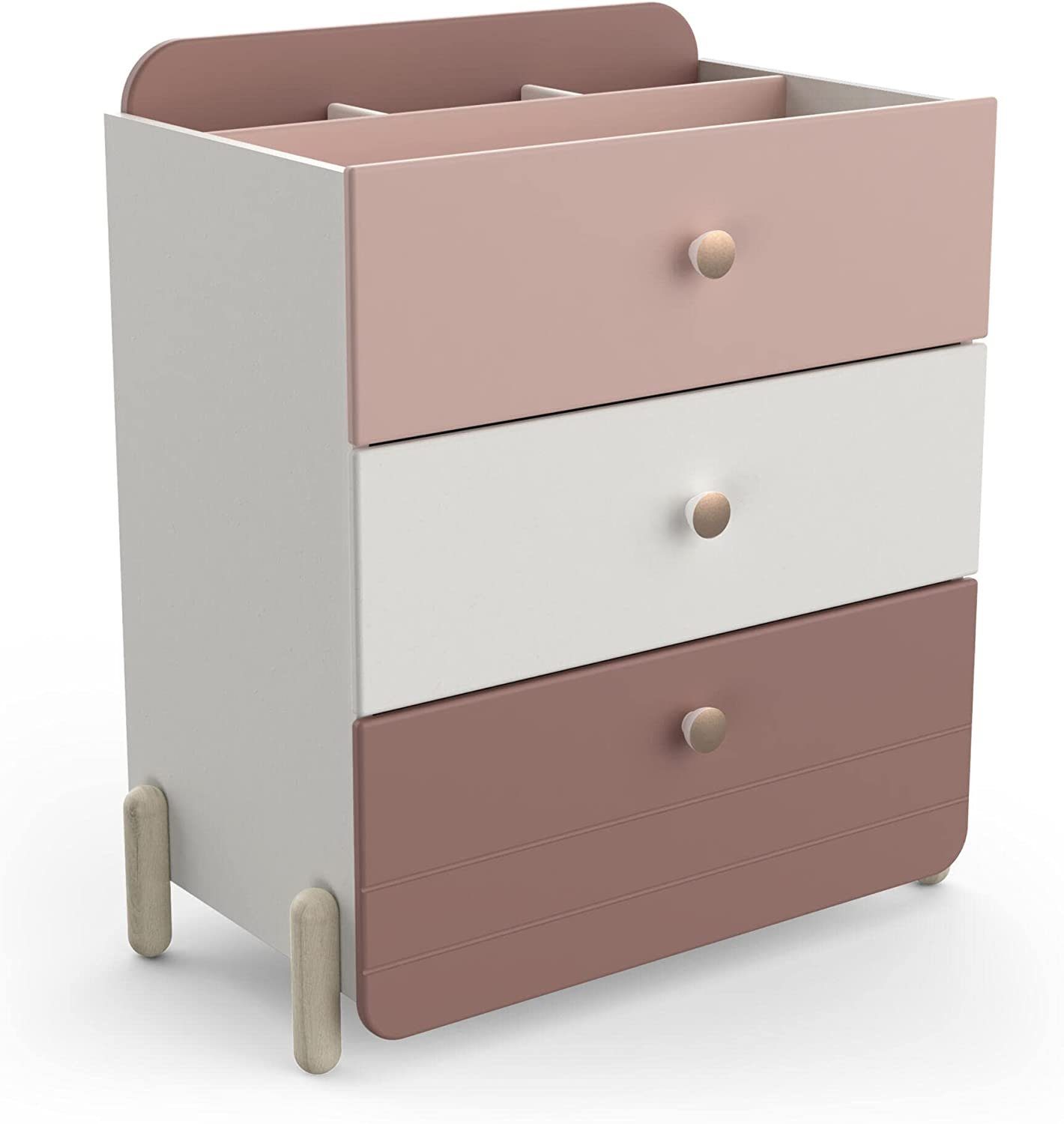 Kommode Kinder Kommode Schrank Anrichte Schublade (Weiss/Rosa #229)