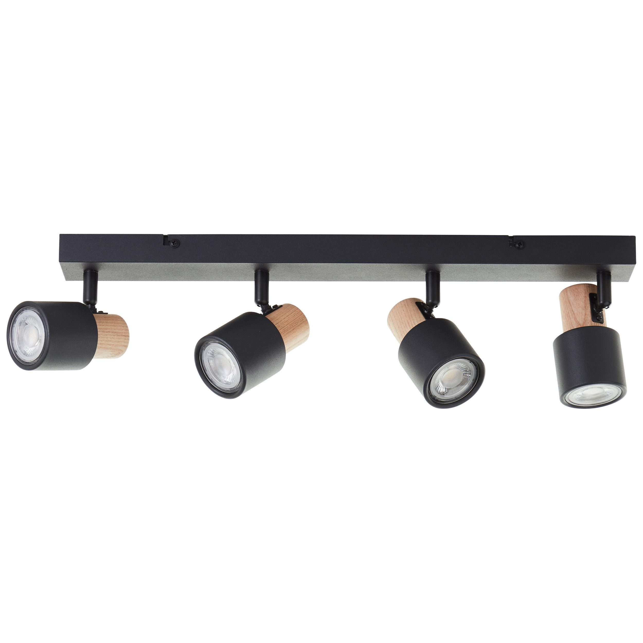 Brilliant Deckenstrahler Pini, ohne Leuchtmittel, 15 x 6 x 58 cm, 4 x GU10, schwenkbar, Metall/Holz