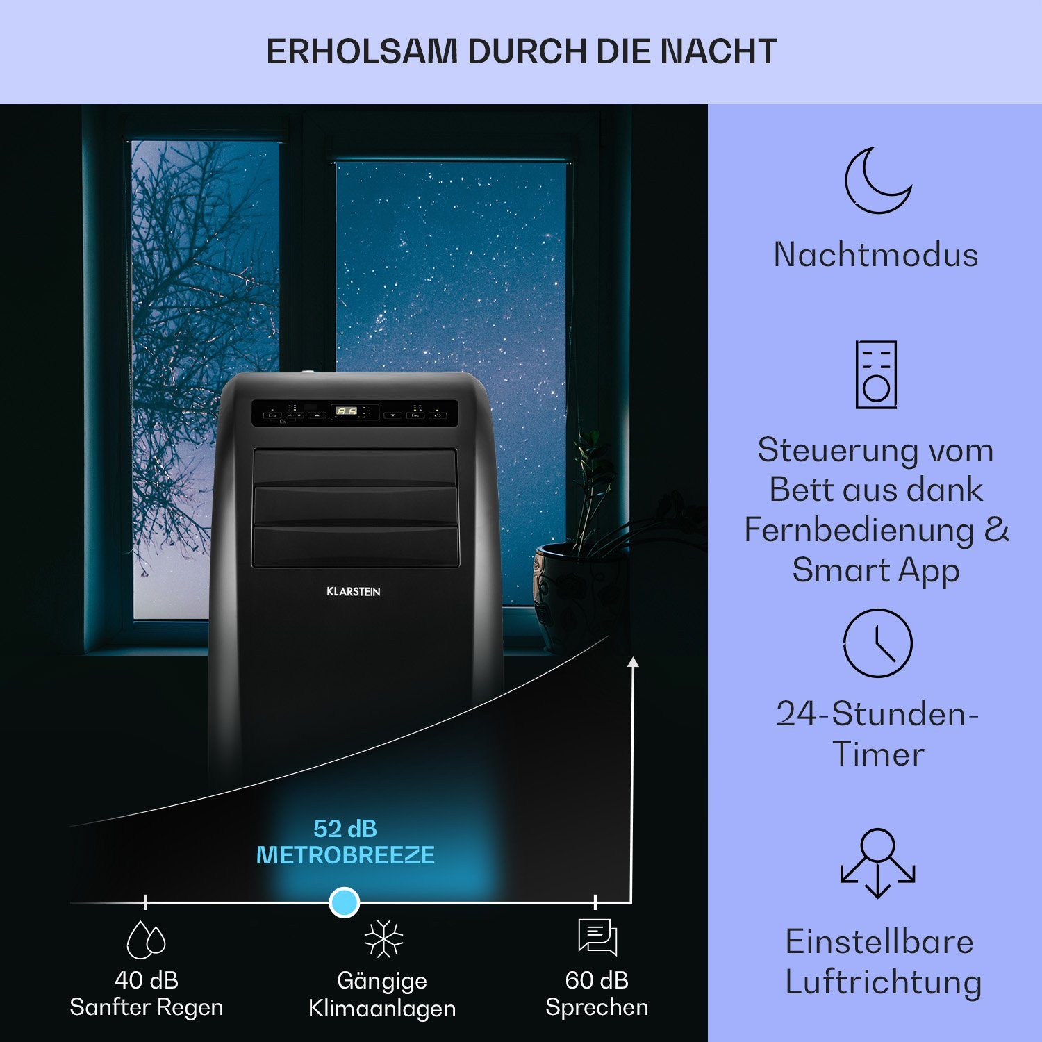 Klimagerät mobil Kühlgerät Klimagerät Klarstein Air Conditioner Rom Smart, Luftkühler Metrobreeze