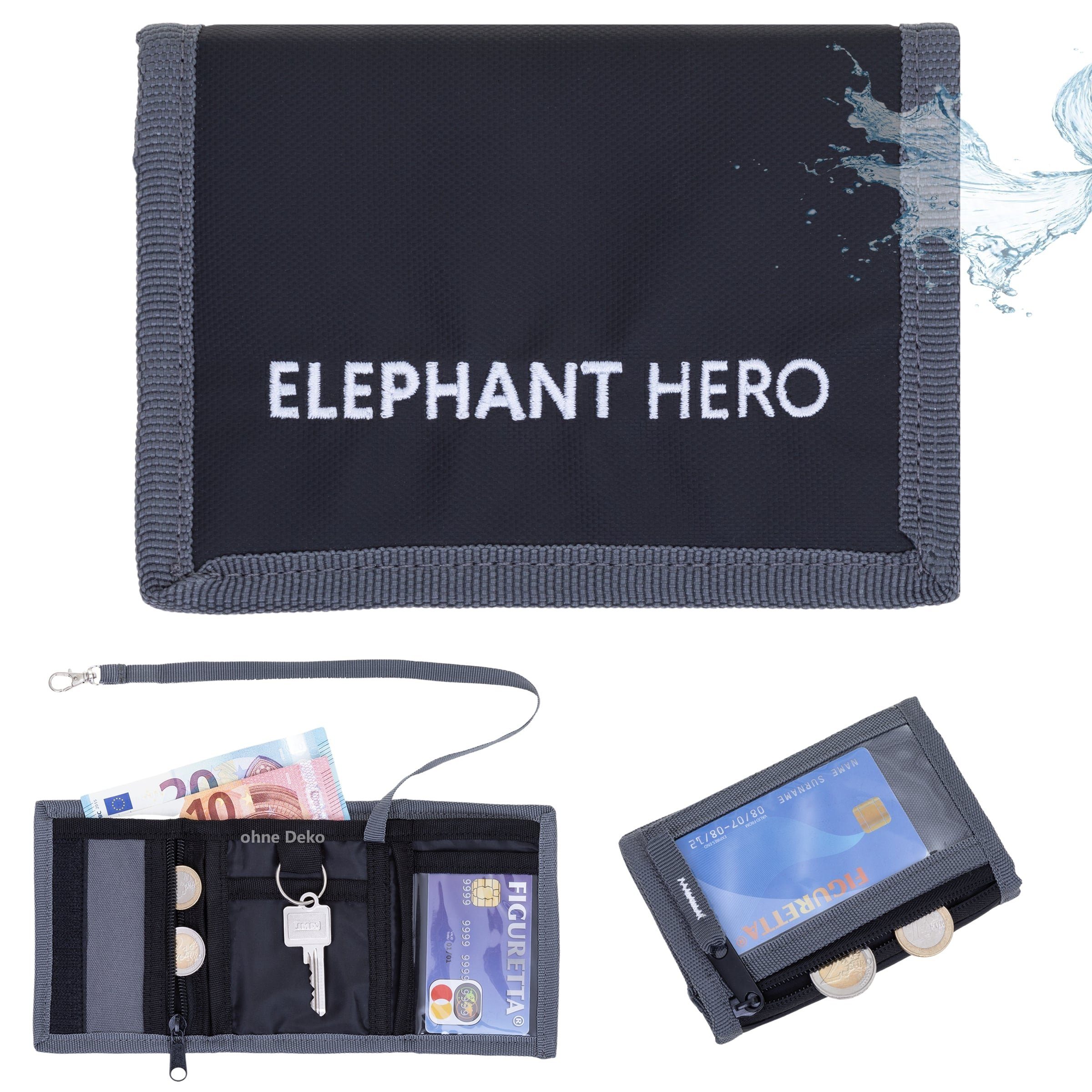 ELEPHANT Geldbörse Mädchen Jungen Hero Signature, Wallet Klettbörse Schülerbörse Schlüsselring Ausweisfach