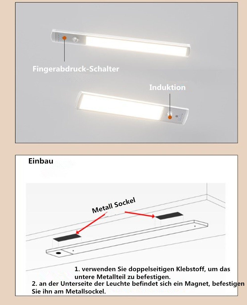 autolock LED Unterbauleuchte 2 Stück LED Schrankbeleuchtung mit Bewegungsme günstig online kaufen