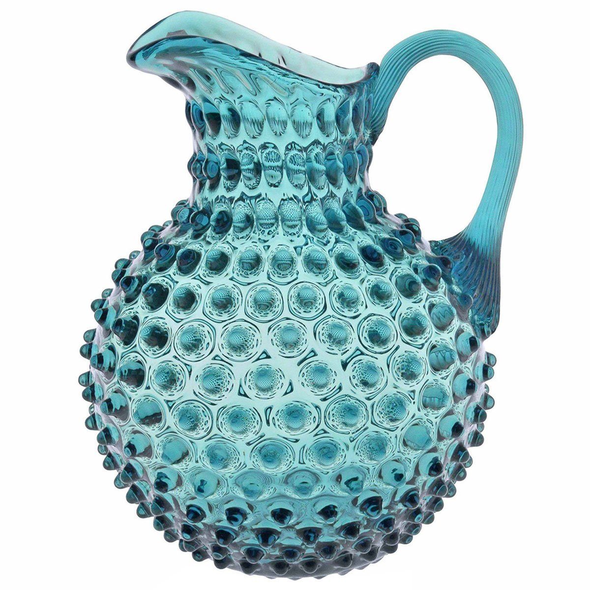 KLIMCHI Wasserkrug für 2 Liter, Hobnail Krug aus mundgeblasenem Glas mit Nuppenstruktur