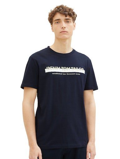 TOM TAILOR Denim Logofrontprint mit sky captain T-Shirt blue