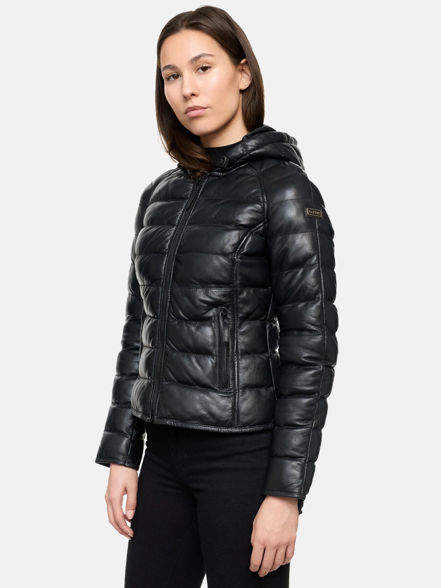 Tazzio Lederjacke F510 im Stepp-Look mit Kapuze – Bild 4 von 5