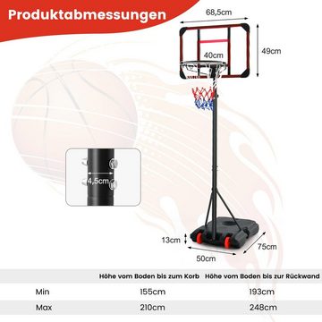 COSTWAY Basketballständer, Basketballkorb 155-210cm höhenverstellbar