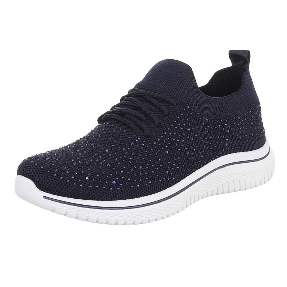 Ital-Design Bequemer Sneakers für Damen mit atmungsaktivem Obermaterial Sneaker (91554400) Flach Sneakers Low in Dunkelblau