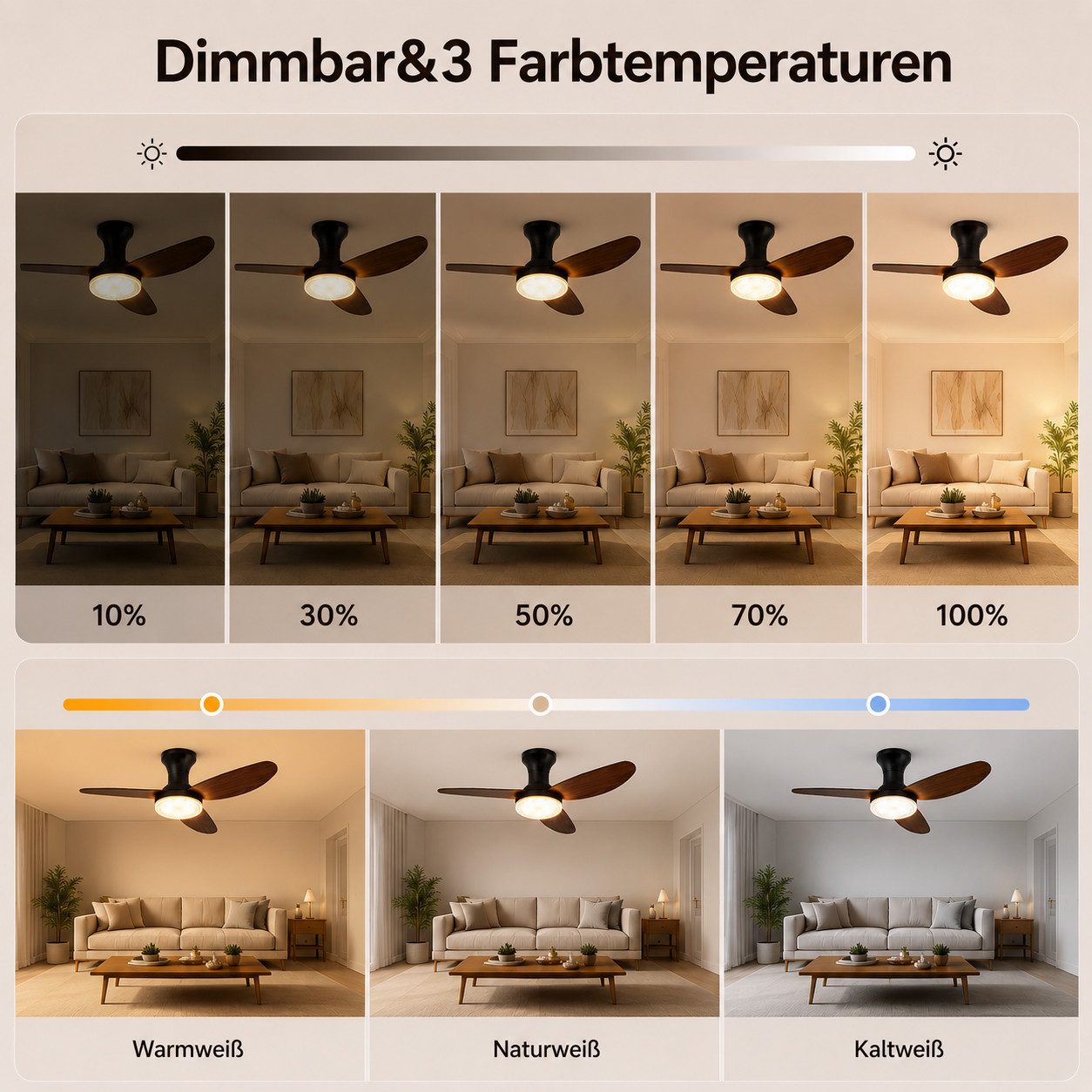 Lapalife Deckenventilator mit Beleuchtung, Leise Ventilator, Dimmbar, Kristall-Lampenschirm, 6 Geschwindigkeiten, mit Fernbedienung&APP, Timer, 100CM