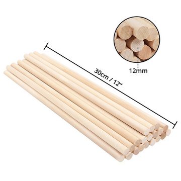 Belle Vous Kantholz 30cm Holzstäbe 50er Pack 12mm für Handwerk & Heimwerken, 30cm Holzstäbe 50 Stk. 12mm für Basteln & DIY