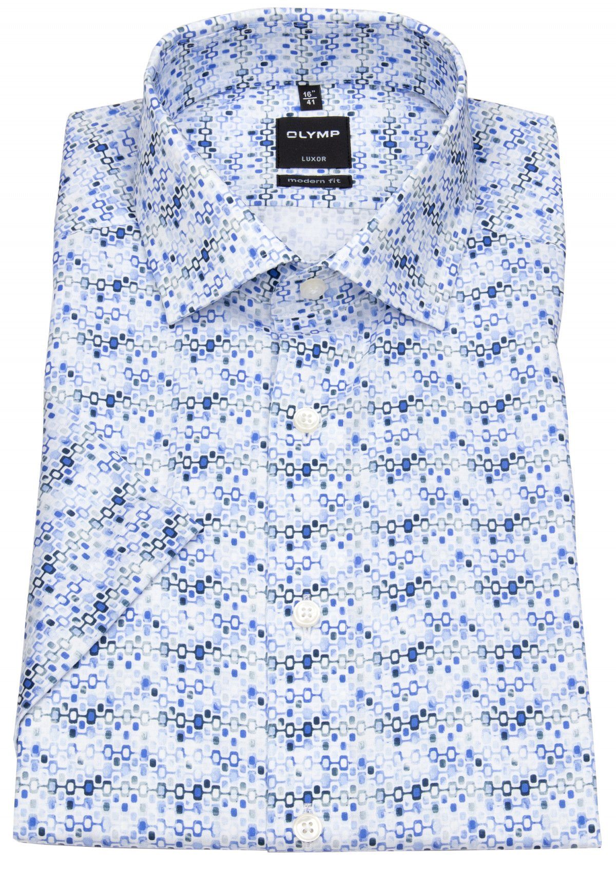 OLYMP Kurzarmhemd Modern Fit leicht tailliert bügelfrei Kentkragen