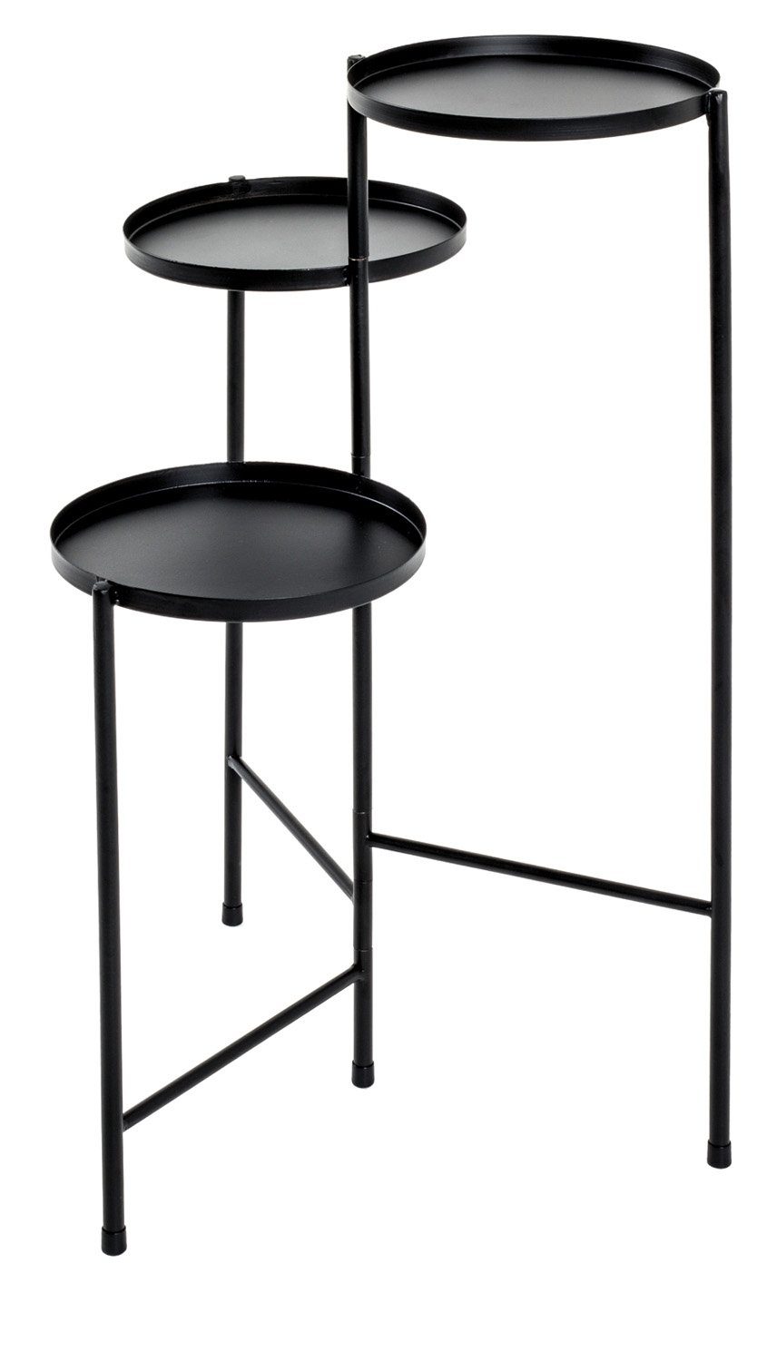 HAKU Stufenregal 3 Ebenen, Schwarz, Metall, Ø 24 cm, B 45 x H 77 x T 45 cm