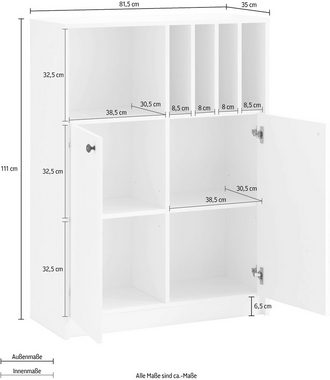 Home affaire Aktenschrank Licia Kommode "Licia" 2 Türen und 5 offene Fächer