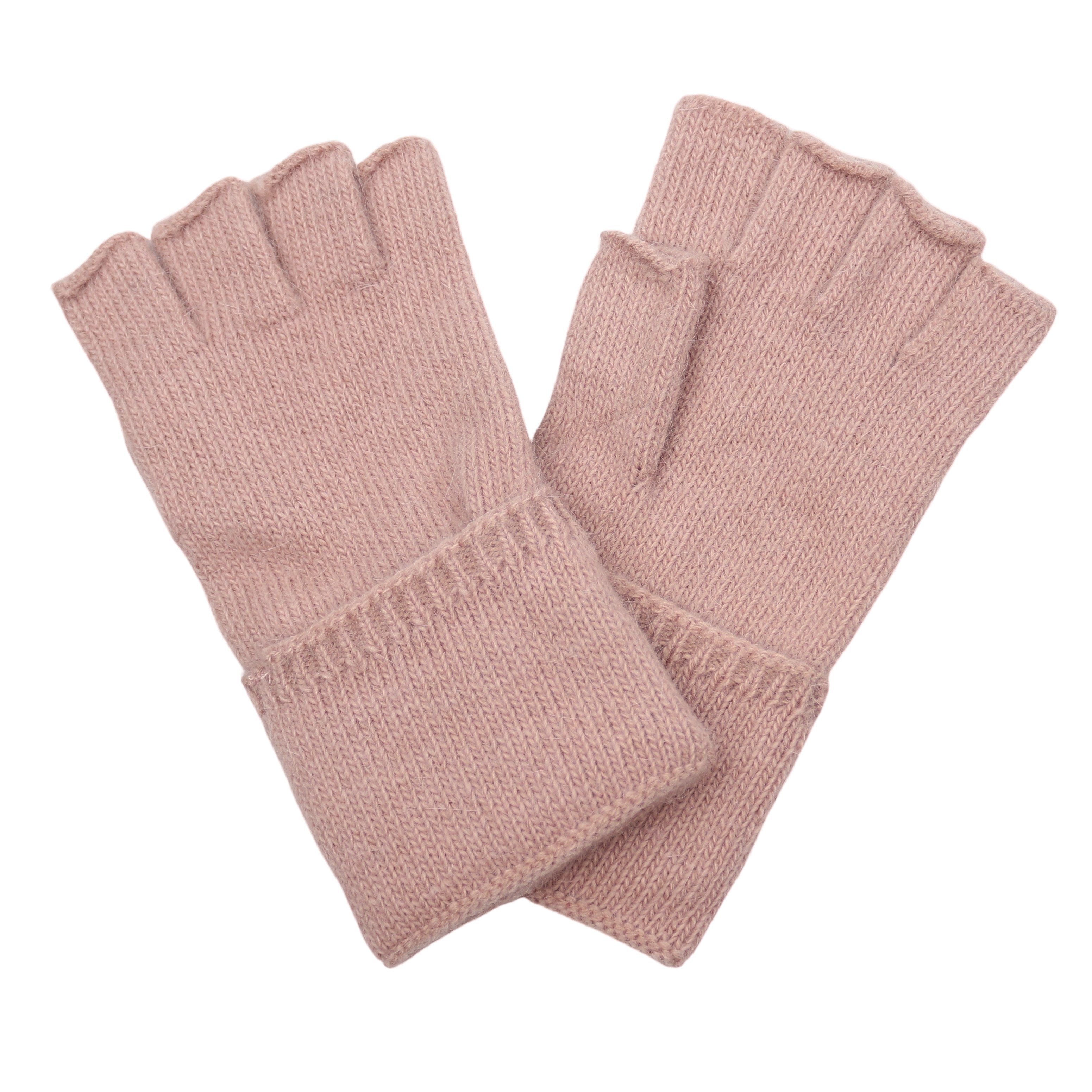 MIRROSI Strickhandschuhe Damen fingerlose Handschuhe mit 10 % Kaschmir-Anteil Zeitloses Unidesign; Einheitsgröße