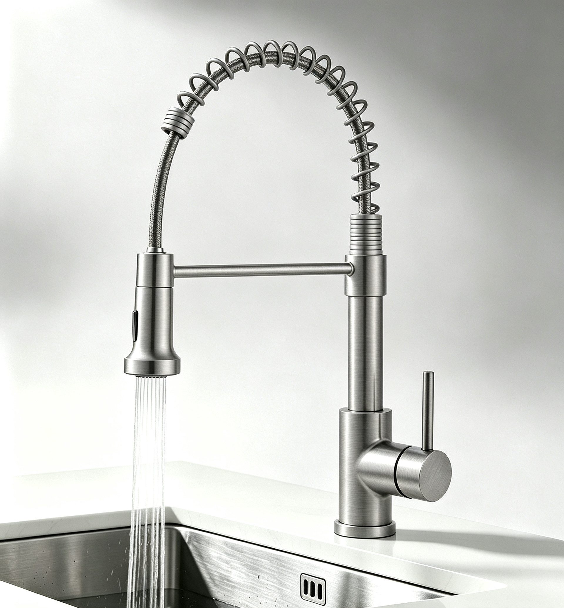 AICA Küchenarmatur Feder Ausziehbar Wasserhahn Spültischarmatur Abnehmbar 2 Strahlarten