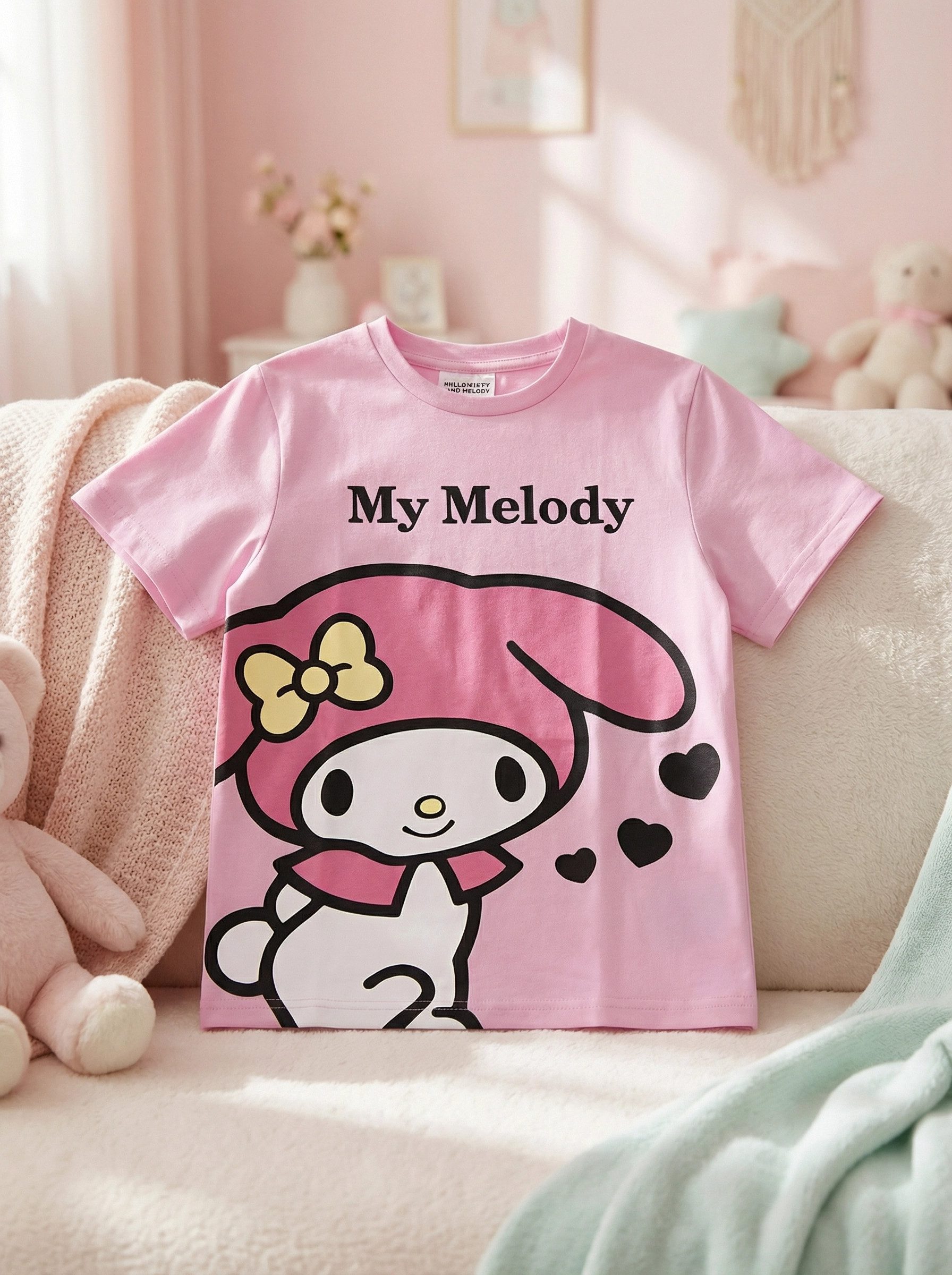 Hello Kitty Print-Shirt Hello Kitty Melody Kinder Mädchen kurzarm T-Shirt Shirt (1-tlg) 100% Baumwolle, Gr. 116 bis 152