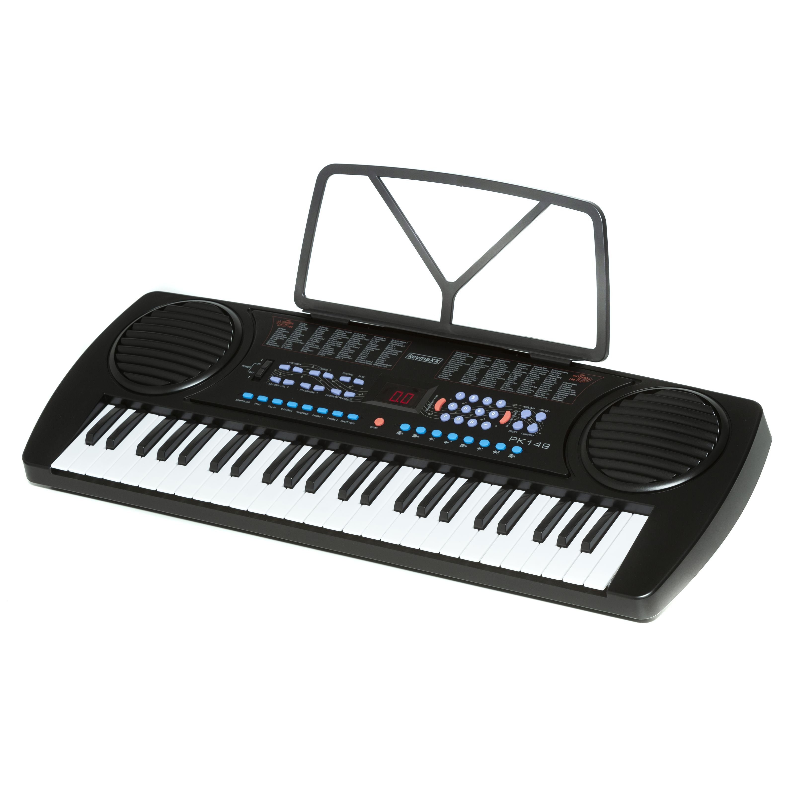 keymaXX Home-Keyboard (Kinder Keyboard mit 49 Tasten Mikrofon Notenhalter Effekte Aufnahmefunktion und 8 Demo Songs Keyboard lernen für Anfänger und Kinder schw – Bild 4 von 5