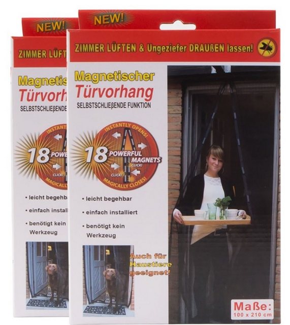 BURI Fliegengitter-Gewebe 2x Insektenschutz Tür 210x100cm Türvorhang magnetisch Fliegengitter An