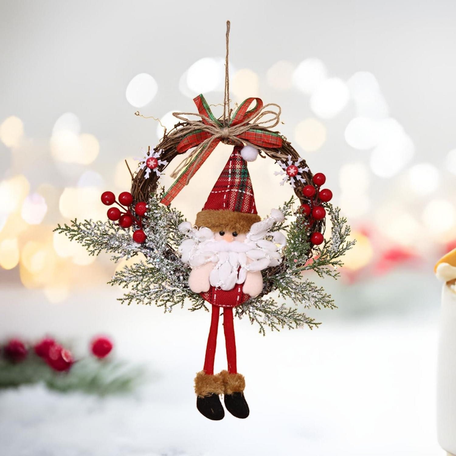 LuxusKollektion Adventskranz Weihnachtskranz Weihnachtsmann Elfen 35cm