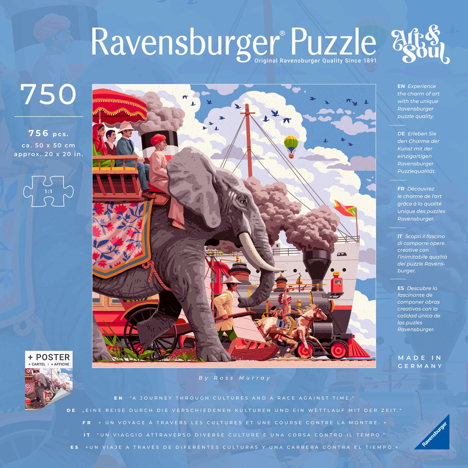 Ravensburger Puzzle Around the world in 80 days, 750 Puzzleteile, Made in Germany