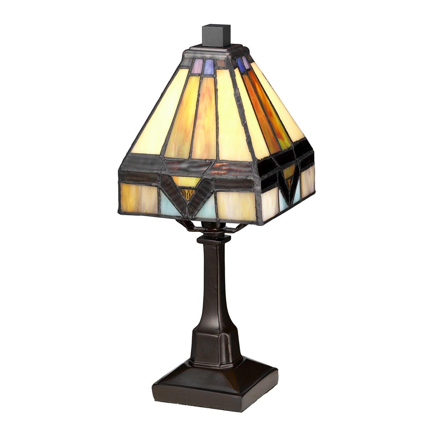 Licht-Erlebnisse Nachttischlampe LILIVA, ohne Leuchtmittel, Tischlampe 30,5 cm Gelb Glas Metall E14 Tiffany Stil Beleuchtung