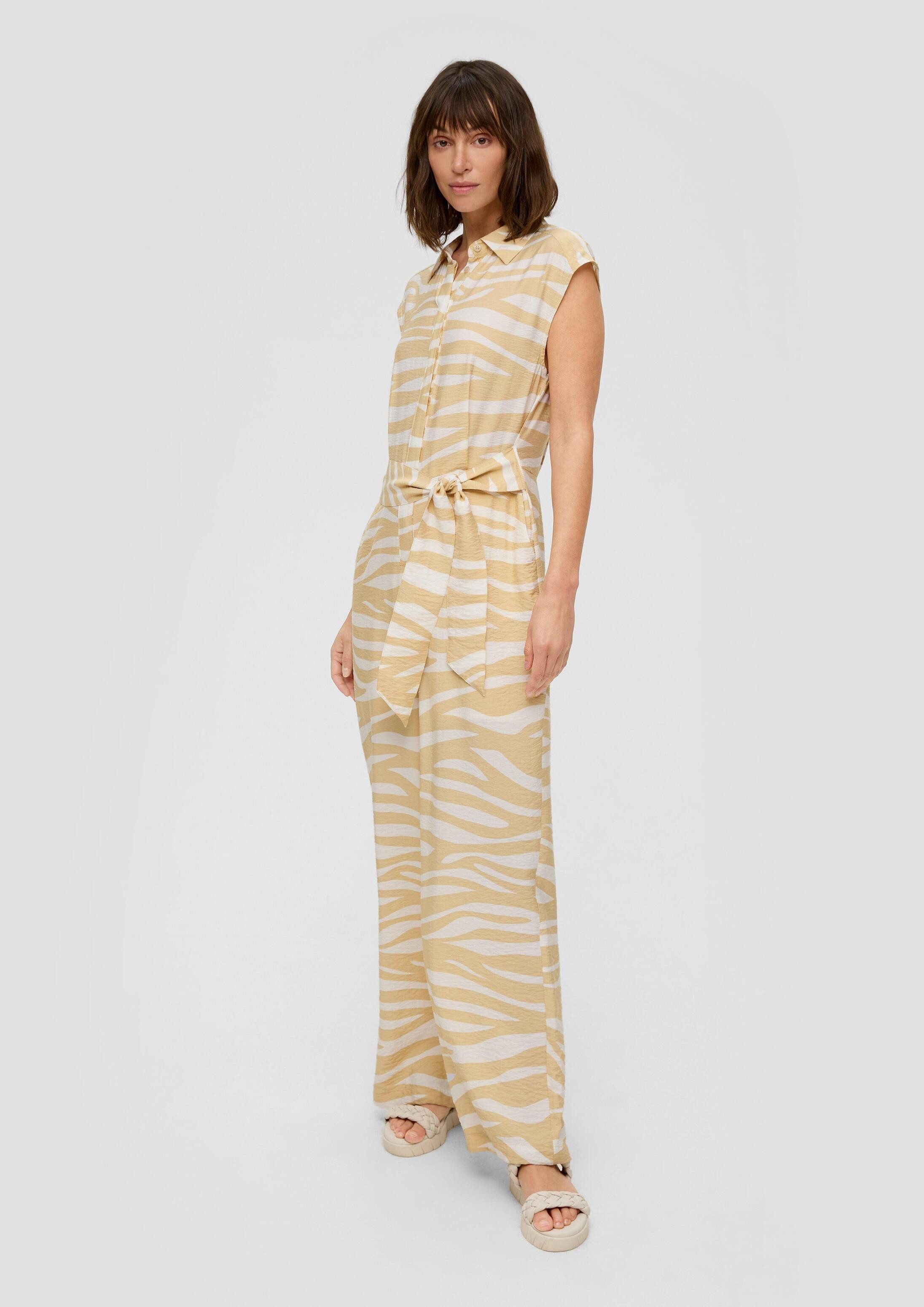 s.Oliver Jumpsuit Overall Ärmelloser Jumpsuit aus Viskose mit Bindegürtel