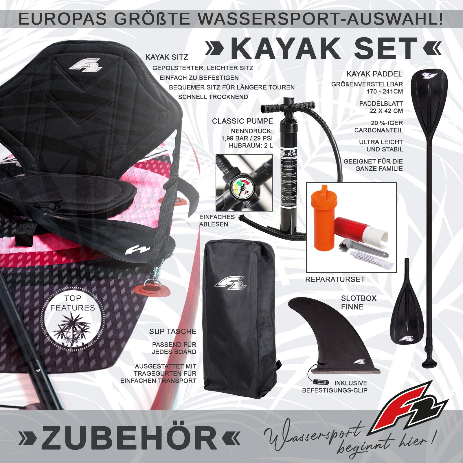 F2 SUP-Board F2 Damen SUP Stand Up Paddle Board Surf the Wave Limited Edition 10'0', Stand up paddle board