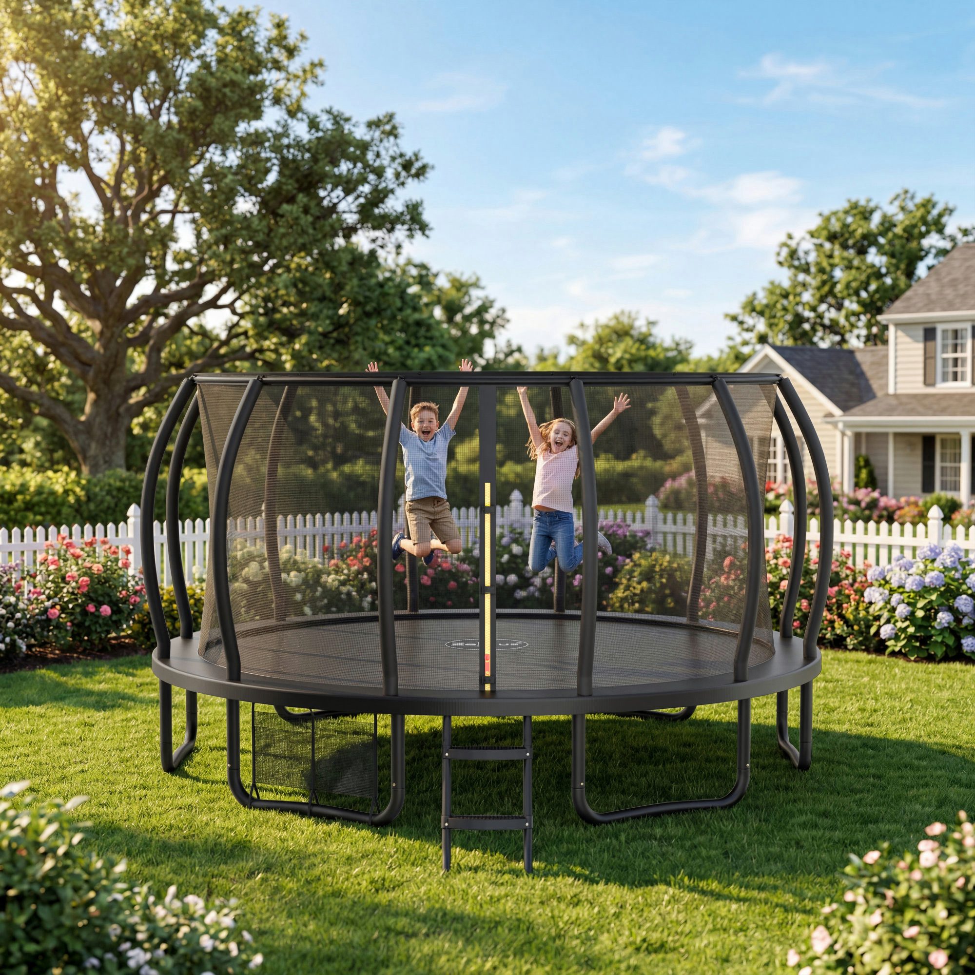 Zelsius Gartentrampolin Trampolin Schwarz Ø 427 cm für den Outdoor-Bereich