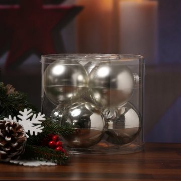 MARELIDA Weihnachtsbaumkugel Christbaumkugel Weihnachtskugel Baumkugel Glas D:8cm glänzend matt 6St (6 St)