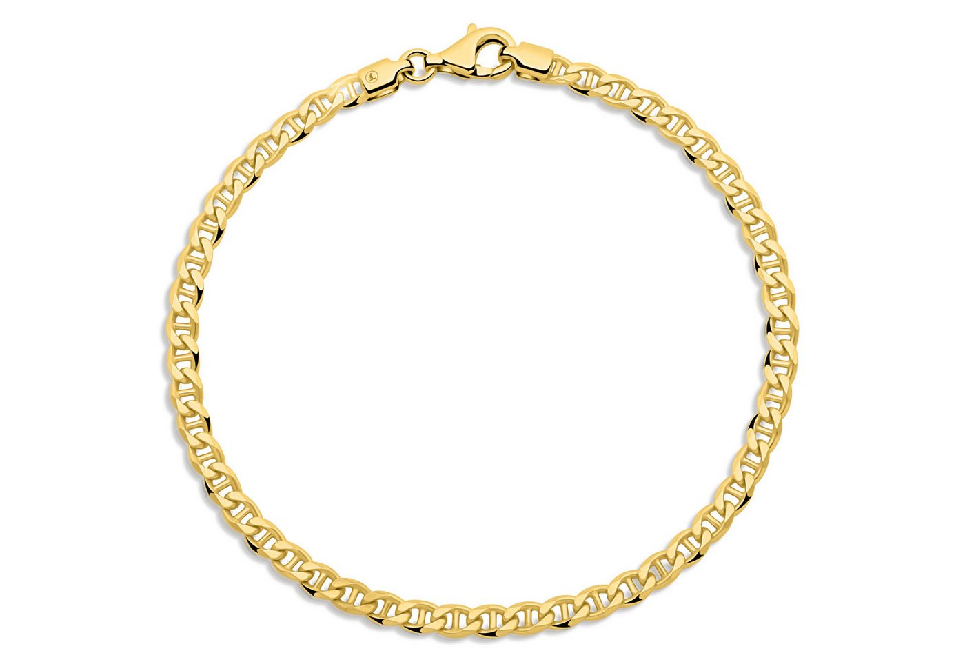 Tony Fein Armband Stegpanzerarmband 3,5 mm 585 Vergoldet Hochglanzpoliert, Made in Italy für Damen und Herren