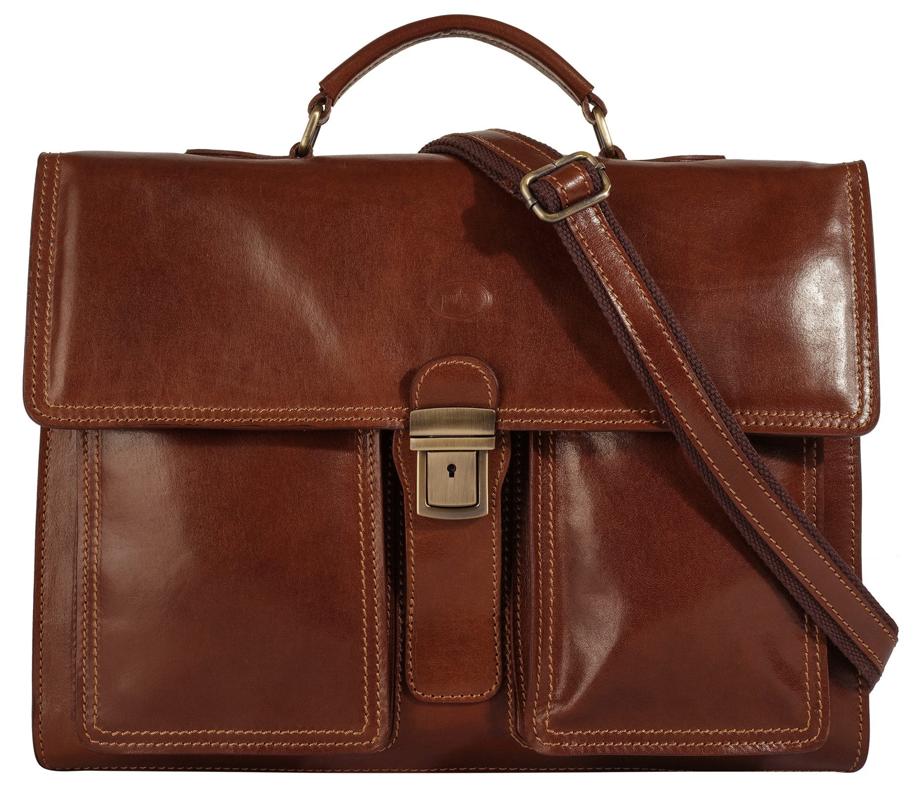 Piké Aktentasche, echt Leder, Made in Italy