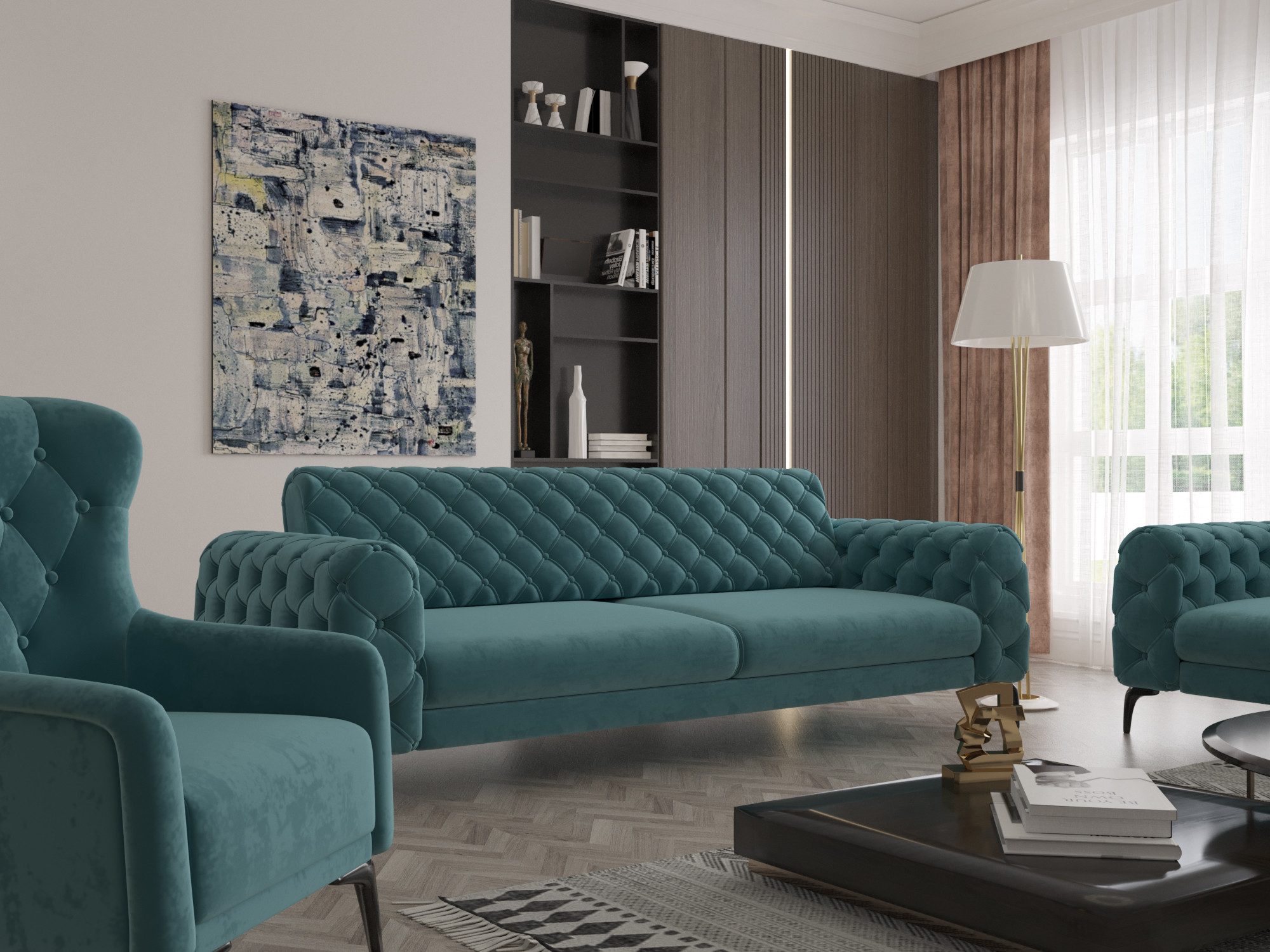 Möbeldreams Chesterfield-Sofa Sofa-Set Arizona Chesterfield Schlaffunktion günstig online kaufen
