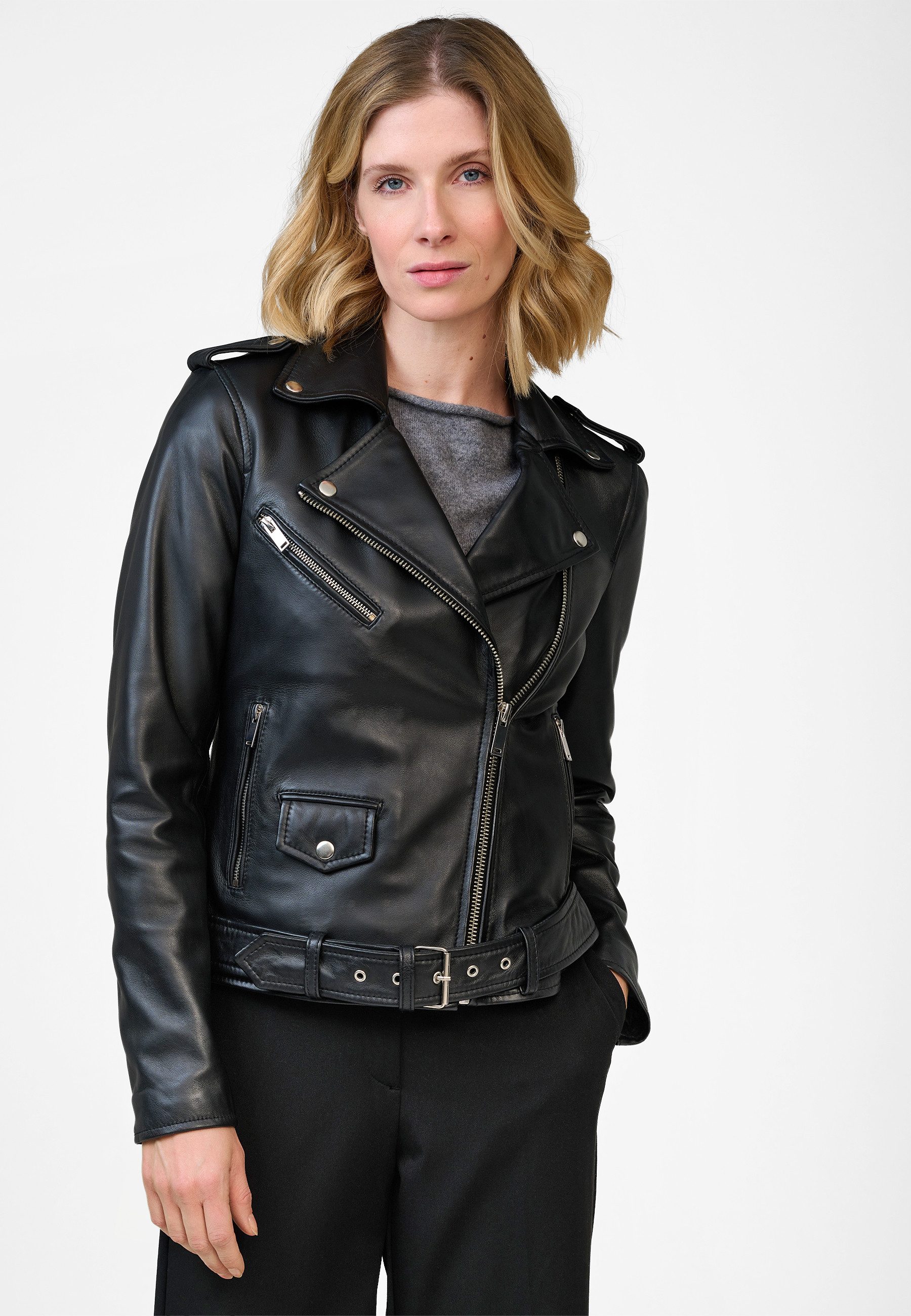 RICANO Lederjacke Yara Lederjacke im Biker-Stil und mit Schulterklappen günstig online kaufen
