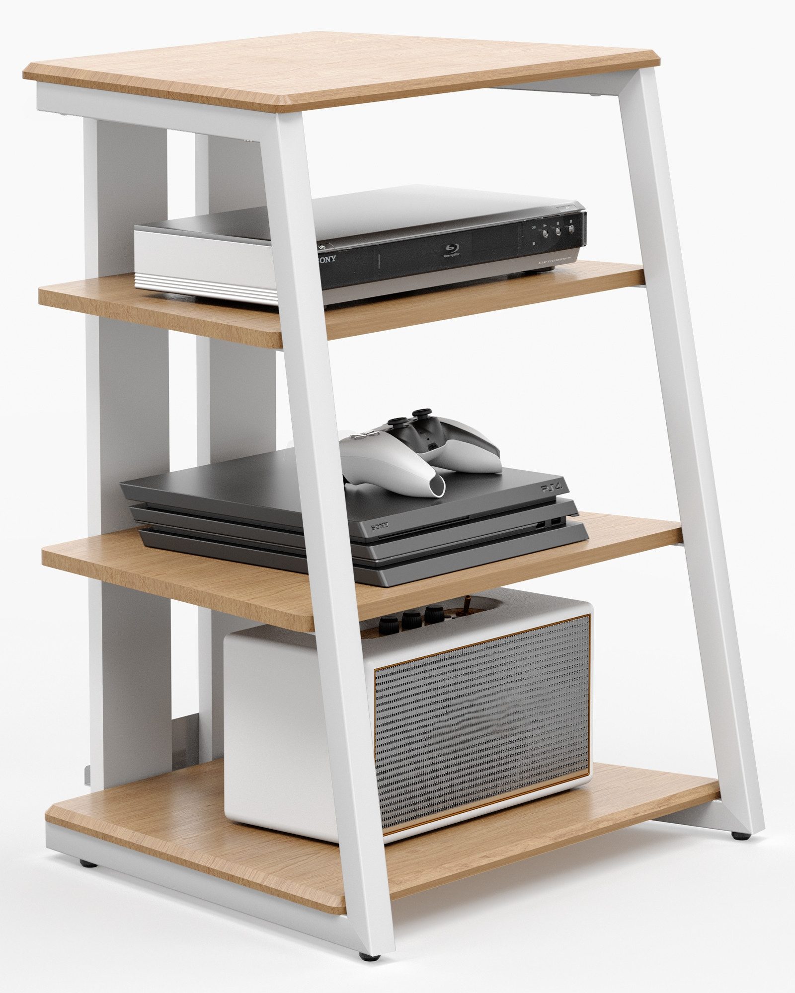 FITUEYES TV-Regal HIFI-Rack mit höhenverstellbaren Einlegeböden, ca. 78 cm hoch, mit verstellbaren Füßen, wasserabweisend