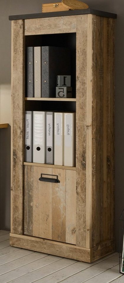 Furn.Design Aktenschrank Stove (Mehrzweck Büroschrank in Used Wood Vintage,  51 x 146 cm) mit Soft-Close
