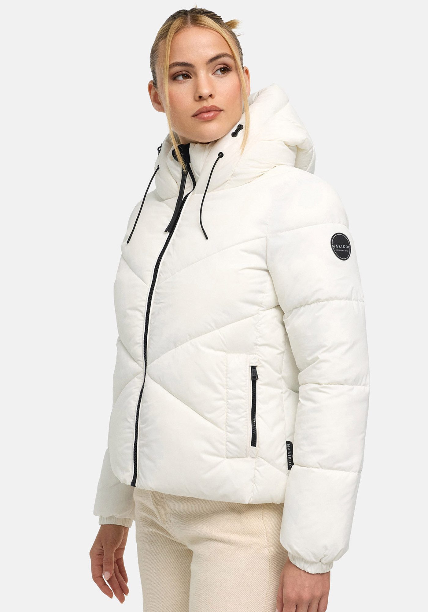 Marikoo Winterjacke Pinaa Warme Stepp-Winterjacke mit Kapuze für kalte Wintertage