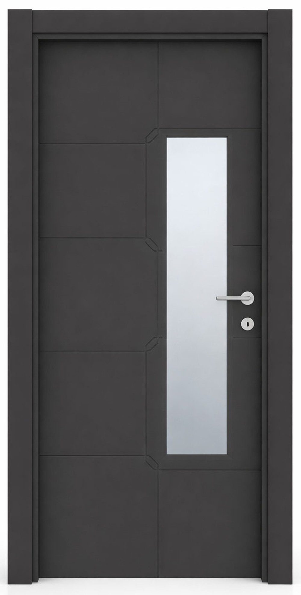Xlmoebel Zimmertür Moderne schwarze Zimmertür mit Milchglas-Elementen (Einzeltür), Made in Europa