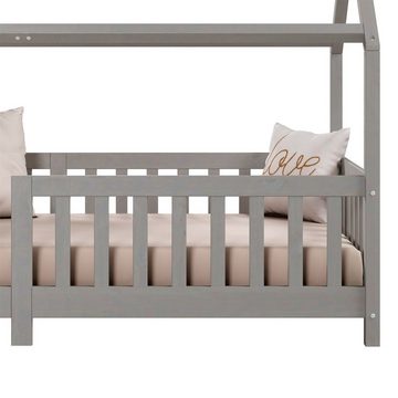 IDIMEX Kinderbett NINA, Hausbett Montessori Bett Kiefer 90 x 200 Tipibett mit Dach und rausfal