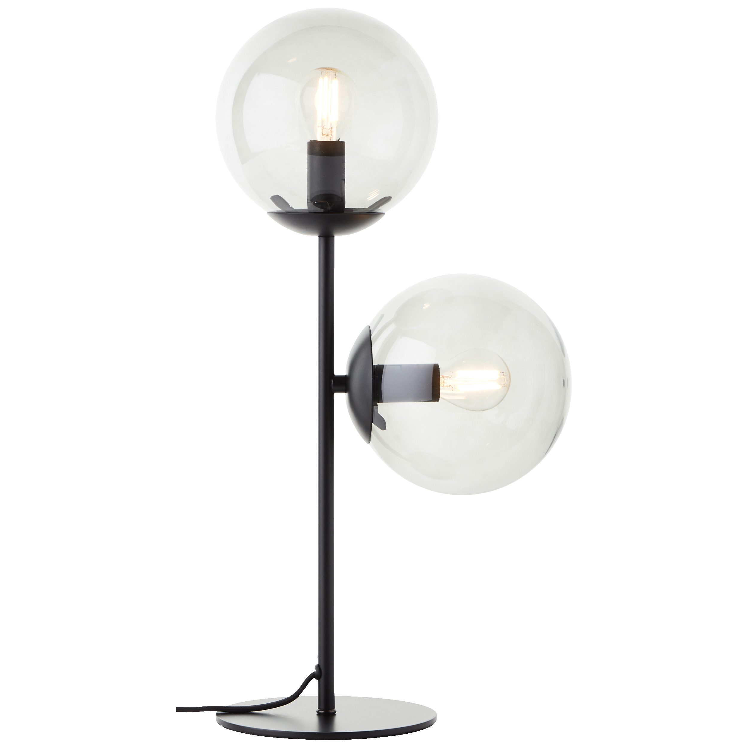 Lightbox Tischleuchte, ohne Leuchtmittel, Tischlampe mit Rauchglas, 48 cm Höhe, E14, Metall, schwarz