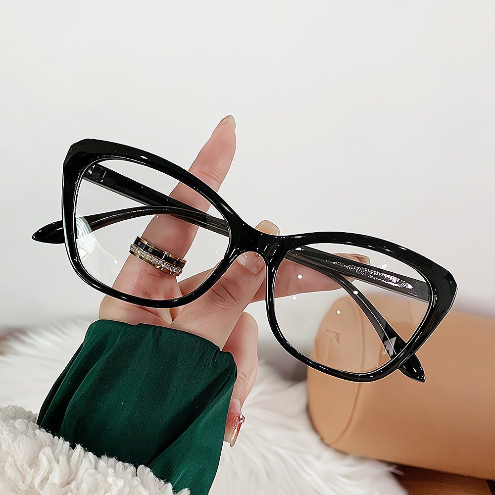 PACIEA Brille Katzenaugenfarbe Gläser ändert flache Anti-Blaulicht schwarz