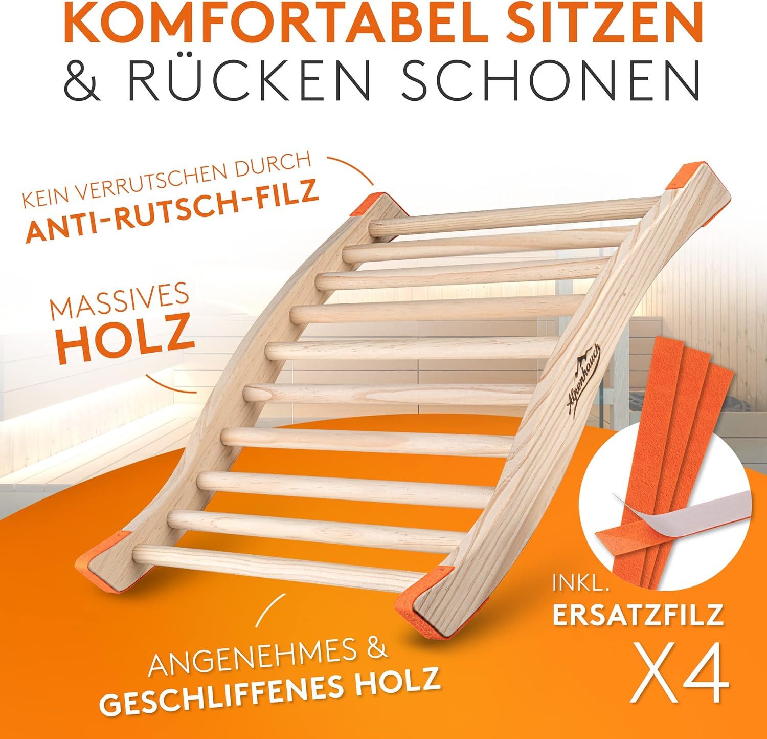Alpenhauch Sauna-Rückenlehne - Ergonomische S-Form Rückenstütze günstig online kaufen